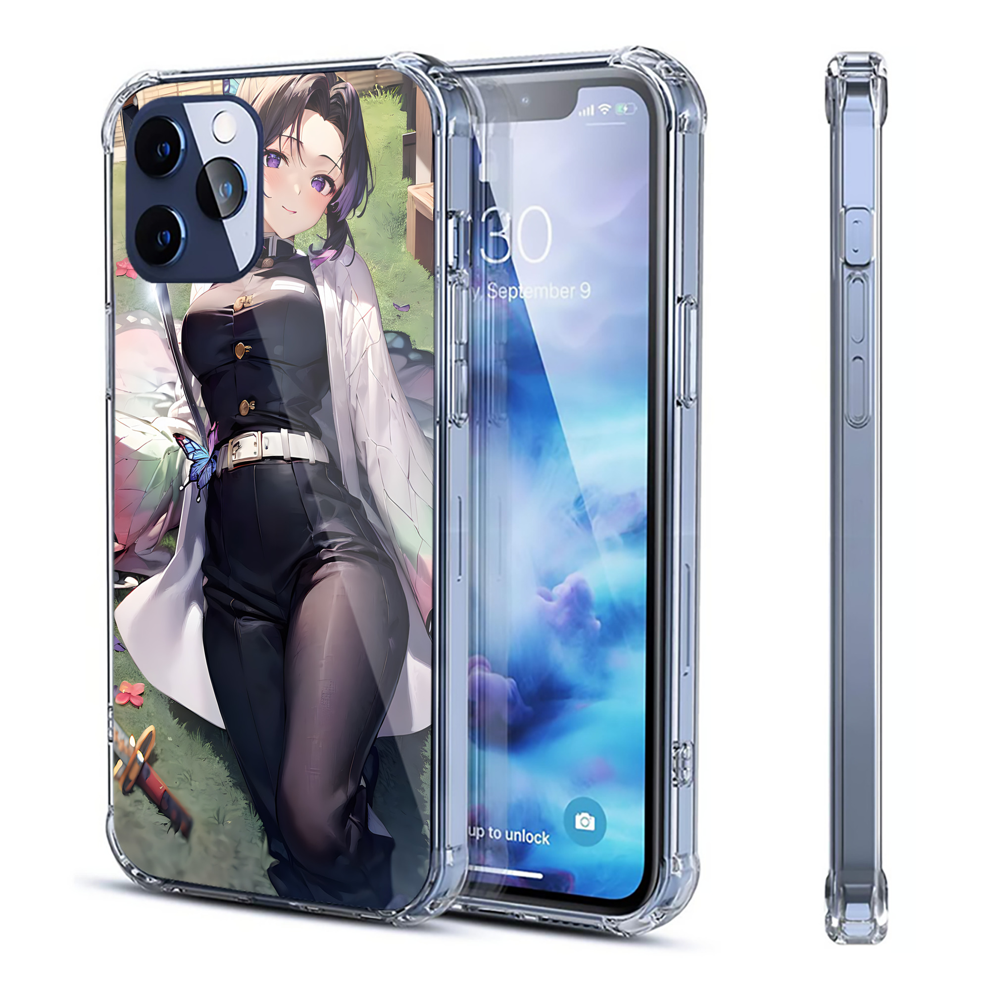 （画像用） 鬼滅の刃（きめつのやいば）蟲柱-胡蝶 しのぶ／こちょう しのぶ Kochou Shinobu 【iPhone 12シリーズ対応】透明スマホケース（クリアソフトケース）